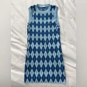 Zara Blue Argyle Mini Dress
